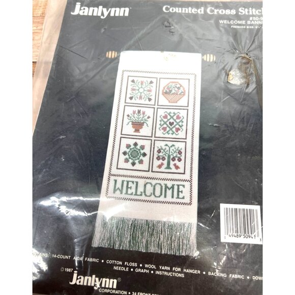 Janlynn Counted Cross Stitch Welcome Banner Kit - Picture 2 of 4
